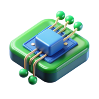 impressive minimalist A close-up of a circuit board with data flowing through it, green and blue lighting, technological style premium png