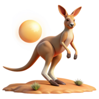 beautiful abstract A curious kangaroo hopping across the outback, Australian desert setting, harsh midday sun, photorealistic style high quality png
