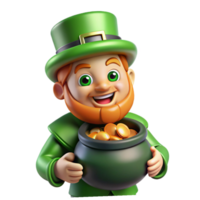 extraordinary vintage A mischievous Irish leprechaun hiding a pot of gold, cartoon style, exaggerated features, vibrant colors, playful expression 4K png