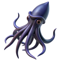 stunning rustic A giant squid swimming through the dark depths of the ocean, its tentacles trailing behind it, in a mysterious, monstrous style professional png