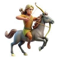 serene artistic A wise centaur with a longbow and quiver of arrows, galloping through a forest, Romantic style, dappled sunlight high resolution png