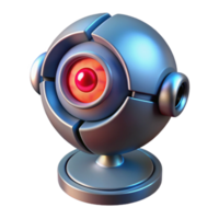 dramatic artistic A futuristic security camera with glowing red eye, dark background, surveillance style original png
