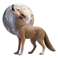 elegant abstract A cunning coyote howling at the moon, desert setting, moonlight, realistic style authentic png