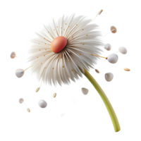 elegant modern A single dandelion seedhead in the process of dispersing its seeds, windblown effect, delicate and airy style original png