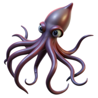 impressive modern A giant squid swimming through the dark depths of the ocean, its tentacles trailing behind it, in a mysterious, monstrous style 4K png