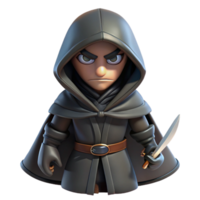 wonderful vintage A cunning rogue with a hooded cloak and a pair of daggers, lurking in the shadows. Low-key lighting, noir style detailed png