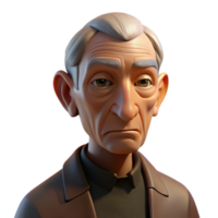 elegant classic Portrait of an elderly man with deep wrinkles and a thoughtful expression, illuminated by a single overhead light source, in the style of a Caravaggio chiaroscuro painting 4K png