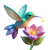 beautiful creative A tiny hummingbird sipping nectar from a bioluminescent flower, soft ambient lighting, fantasy art style high resolution png