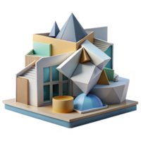 vibrant abstract Deconstructivist museum, fragmented forms, angular shapes, dynamic composition, daylighting exclusive png