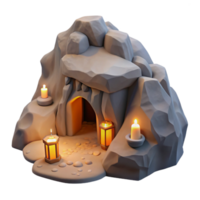 extraordinary vintage Subterranean dwelling, carved into rock face, minimal lighting from internal sources, post-apocalyptic concept art style genuine png