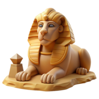 elegant traditional A stoic sphinx, with the body of a lion and the head of a pharaoh, gazing into the distance, ancient Egyptian art style, harsh desert sunlight 4K png