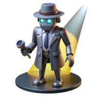 extraordinary creative A robot detective investigating a crime scene, lit by dramatic, noir-style lighting in a detective story style detailed png