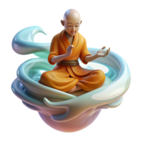impressive modern A solitary, meditating monk levitating above the ground, surrounded by swirling, ethereal energy. Soft, spiritual lighting. Digital painting style exclusive png