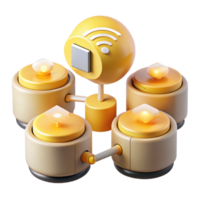 stunning abstract A group of interconnected smart home devices, warm yellow lighting, minimalist style genuine png