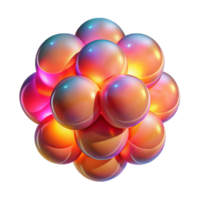 vibrant creative Chromatic aberration effect applied to a field of overlapping, semi-transparent circles in warm hues, lit by a single, intense spotlight. Glitch art style professional png