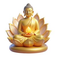 stunning rustic A serene, meditating Buddha statue emanating a golden aura, surrounded by floating, glowing lotuses, illuminated by a soft, divine light. Buddhist art style high resolution png
