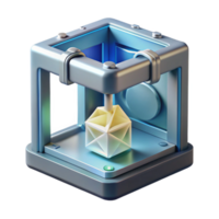 vibrant contemporary A 3D printer creating a complex geometric shape, bright white lighting, industrial design style high resolution png