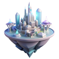 vibrant creative Floating island city, futuristic architecture, crystalline structures, ethereal glow, dreamlike atmosphere genuine png