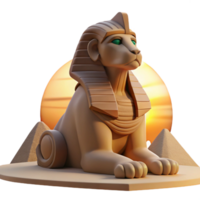 serene artistic A stoic sphinx gazing into the desert horizon, bathed in the warm light of a setting sun. Ancient Egyptian art style original png