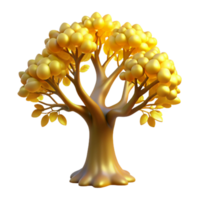 elegant traditional A solitary, ancient tree with luminous leaves, casting a golden glow on the surrounding meadow. Dreamlike style high resolution png