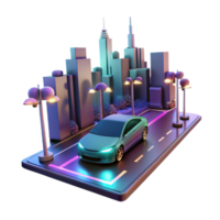 extraordinary vintage A self-driving car navigating a futuristic city street, glowing with sensor data, lit by neon streetlights, cyberpunk style exclusive png
