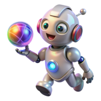 magnificent abstract A robot pet playing fetch with a holographic ball, lit by playful, colorful lights in a whimsical style exclusive png