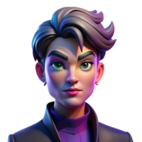 serene minimalist Portrait of a genderfluid person with bold makeup and androgynous features. Dramatic, colorful lighting. Style pop art genuine png