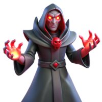 elegant minimalist A powerful warlock with glowing red eyes, summoning a demonic entity. Gothic horror style professional png
