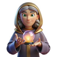 impressive classic A wise oracle gazing into a crystal ball, her eyes glowing with otherworldly knowledge, lit by candlelight, in a mystical, Art Nouveau style exclusive png