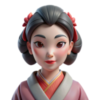 impressive traditional Portrait of a graceful geisha with elaborate makeup, a traditional kimono, and a serene expression. Soft, diffused light with a subtle pink hue genuine png