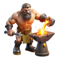 impressive rustic A powerful cyclops forging a thunderbolt, sparks flying from the anvil. Fiery light, muscular physique. Realism style professional png