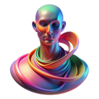 dramatic artistic Portrait of an abstract human form composed of swirling colors and geometric shapes, lit by an ethereal glow, in an abstract expressionist style genuine png