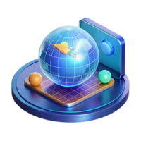 dramatic artistic A holographic projection of a world map, interactive display, data visualization style genuine png
