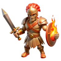 serene classic A fierce Ares with a bloodstained sword, leading an army, classical style, fiery lighting original png