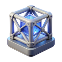dramatic minimalist A 3D printer creating a complex geometric shape, bright white lighting, industrial design style authentic png