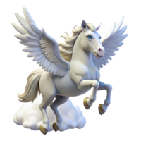 elegant vintage A majestic pegasus, with wings of pure white feathers, soaring through a cloudy sky. Soft, heavenly lighting. Fantasy art style genuine png