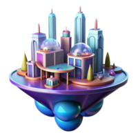 magnificent abstract A floating city built on interconnected platforms, futuristic design, vibrant colors, dynamic lighting exclusive png