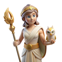 vibrant modern A wise Athena with an owl perched on her shoulder, strategizing a battle, classical style, thoughtful lighting original png