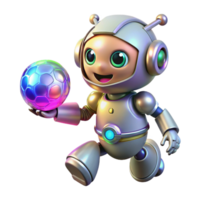 vibrant vintage A robot pet playing fetch with a holographic ball, lit by playful, colorful lights in a whimsical style 4K png