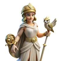 beautiful modern A wise Athena with an owl perched on her shoulder, strategizing a battle, classical style, thoughtful lighting detailed png