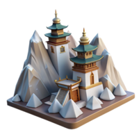 elegant modern A mountaintop monastery, traditional architecture, snow-capped peaks, serene, 4K png