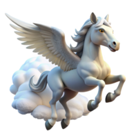 elegant abstract A winged Pegasus soaring through the clouds, sunlight glinting off its white coat. Dynamic pose, realistic rendering genuine png