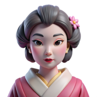 magnificent vintage Portrait of a graceful geisha with elaborate makeup, a traditional kimono, and a serene expression. Soft, diffused light with a subtle pink hue genuine png
