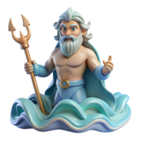 magnificent minimalist A wise Poseidon with a trident, commanding the waves, classical style, oceanic lighting high resolution png