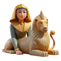 elegant rustic A wise Sphinx with the body of a lion and the head of a woman, posing a riddle in the desert, lit by the harsh midday sun, in a symbolic, ancient Egyptian style genuine png