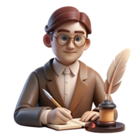dramatic rustic Portrait of a pensive writer with spectacles and a quill pen, lit by a warm desk lamp, in a vintage literary style high resolution png
