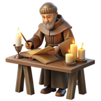 vibrant abstract A medieval monk illuminating a manuscript in a scriptorium, warm candlelight, detailed miniature painting style 4K png