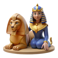 vibrant rustic A wise Sphinx with the body of a lion and the head of a woman, posing a riddle in the desert, lit by the harsh midday sun, in a symbolic, ancient Egyptian style original png