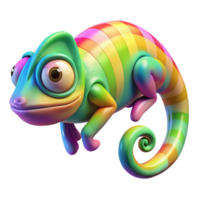 wonderful classic A chameleon blending seamlessly with a rainbow, vibrant saturated lighting, psychedelic art style authentic png