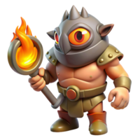extraordinary abstract A fearsome Cyclops with a single burning eye, forging a weapon, fantasy art style, fiery lighting premium png